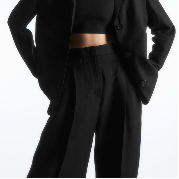 COS Wide Leg Pleated Linen-Blend Pants - Picture 4 of 9